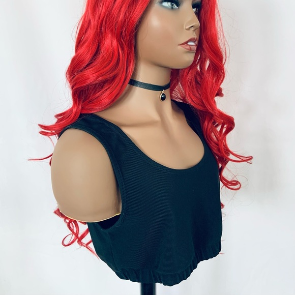 Gorgeous Red Premium Fiber Lace Front Wig for Valentines Day or Everyday - Picture 5 of 13